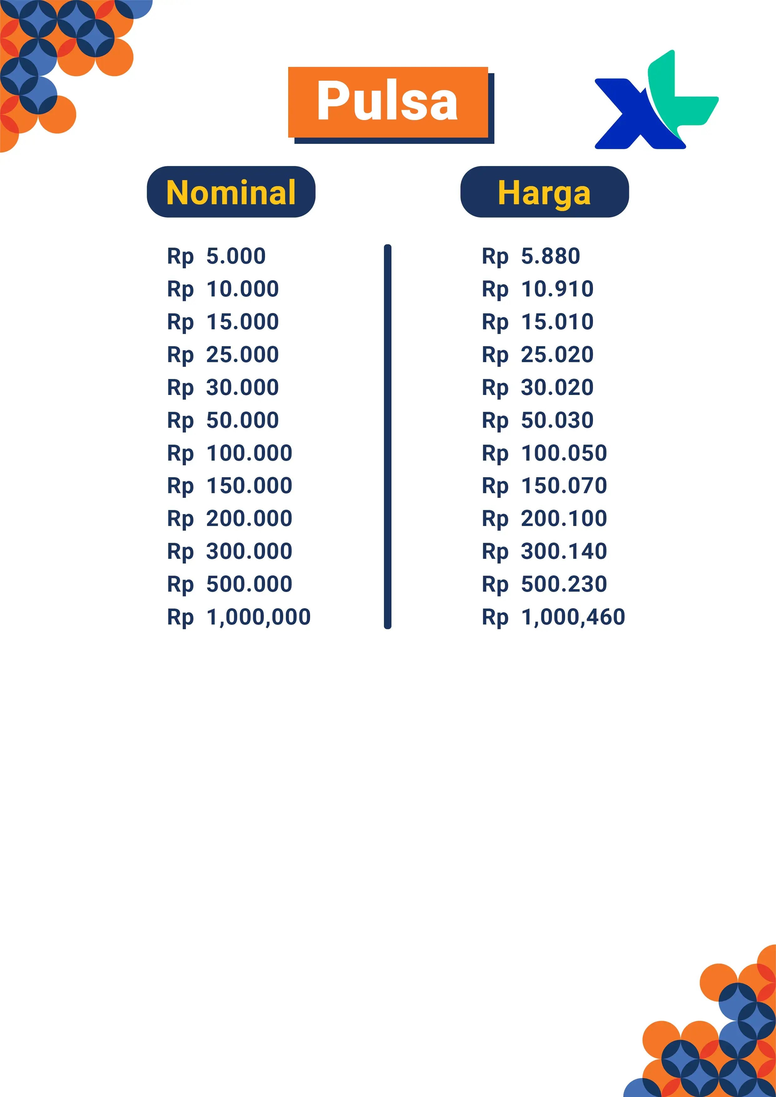 Harga Pulsa XL