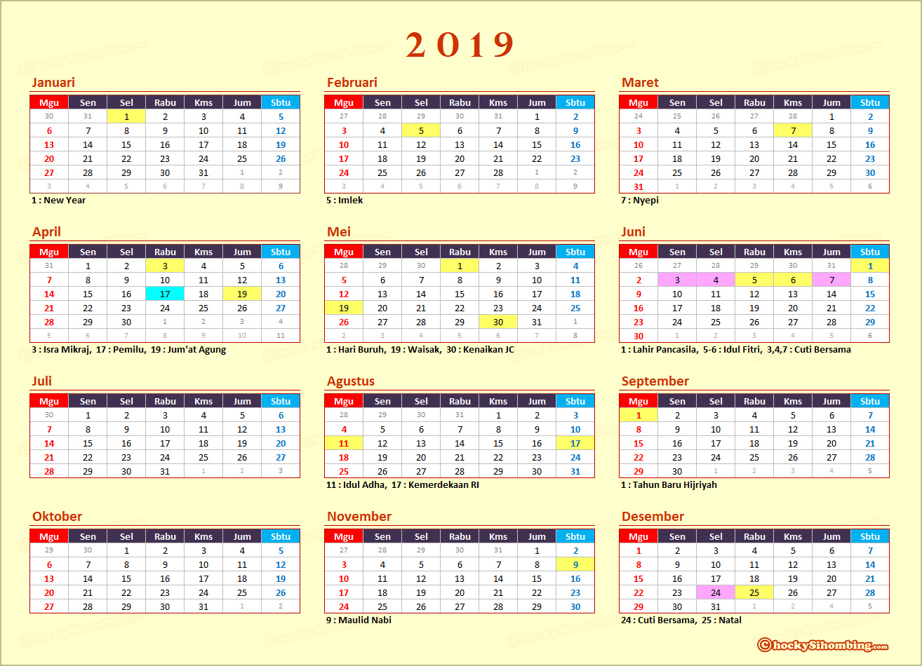 kalender 2019